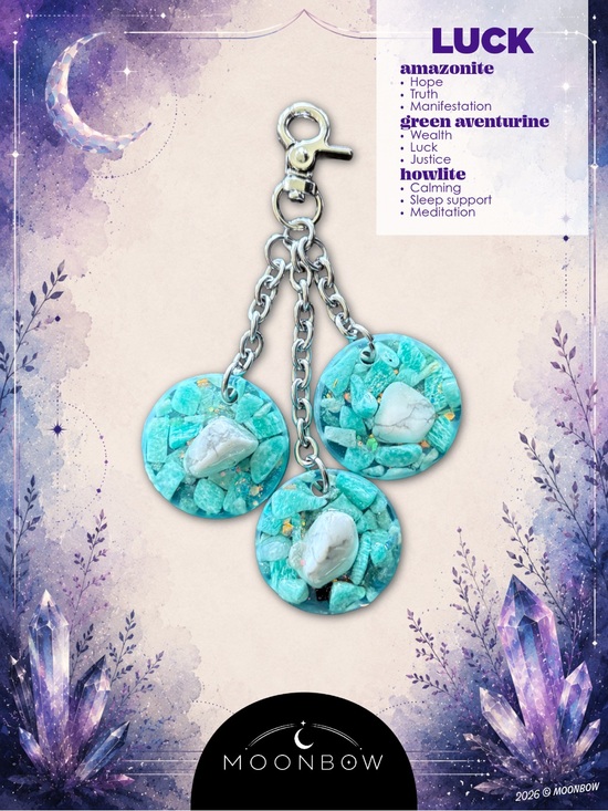 Hand Crafted Handbags - Moonbow Handmade Charm ft. Amazonite, Green Aventurine + Howlite